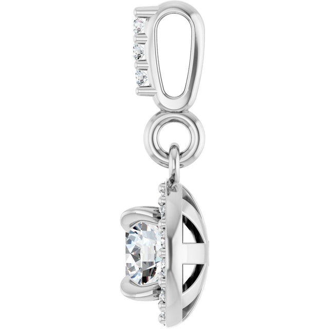 Platinum Round Natural Diamond Halo-Style Pendant – up to 9/10 CTW - view 3