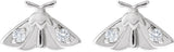 Platinum Round Natural Diamond Scarab or Moth Stud Earrings - view 2