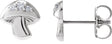 Platinum Round Natural Diamond Mushroom Stud Earrings