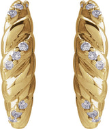14K Gold Round Natural Diamond Accented Dome Earrings - Yellow Gold - view 2