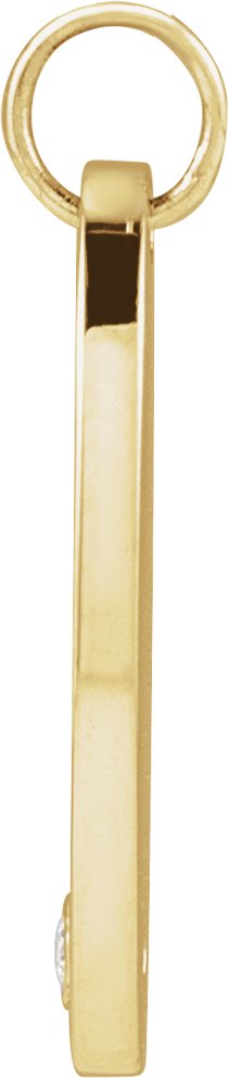 14K Gold Round Natural Diamond Engravable Accented Necklace or Pendant - Yellow Gold - view 2