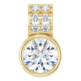 14K Gold Round Lab-Grown Diamond Accented Bezel-Set Pendant - Yellow Gold