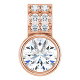 14K Gold Round Lab-Grown Diamond Accented Bezel-Set Pendant - Rose Gold