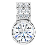 Platinum Round Lab-Grown Diamond Accented Bezel-Set Pendant