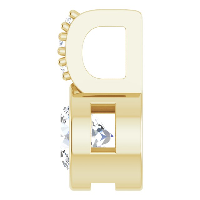 14K Gold Round Lab-Grown Diamond Accented Bezel-Set Pendant - Yellow Gold - view 3