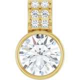 14K Gold Round Lab-Grown Diamond Accented Bezel-Set Pendant - Yellow Gold