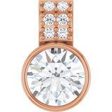 14K Gold Round Lab-Grown Diamond Accented Bezel-Set Pendant - Rose Gold