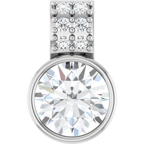 Platinum Round Lab-Grown Diamond Accented Bezel-Set Pendant