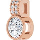 14K Gold Round Lab-Grown Diamond Accented Bezel-Set Pendant - Rose Gold - view 2