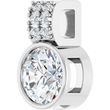 14K Gold Round Lab-Grown Diamond Accented Bezel-Set Pendant - White Gold - view 2