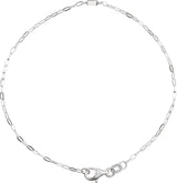14K Gold Straight Baguette Natural Diamond Link Bracelet - White Gold