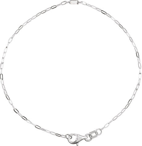 14K Gold Straight Baguette Natural Diamond Link Bracelet - White Gold