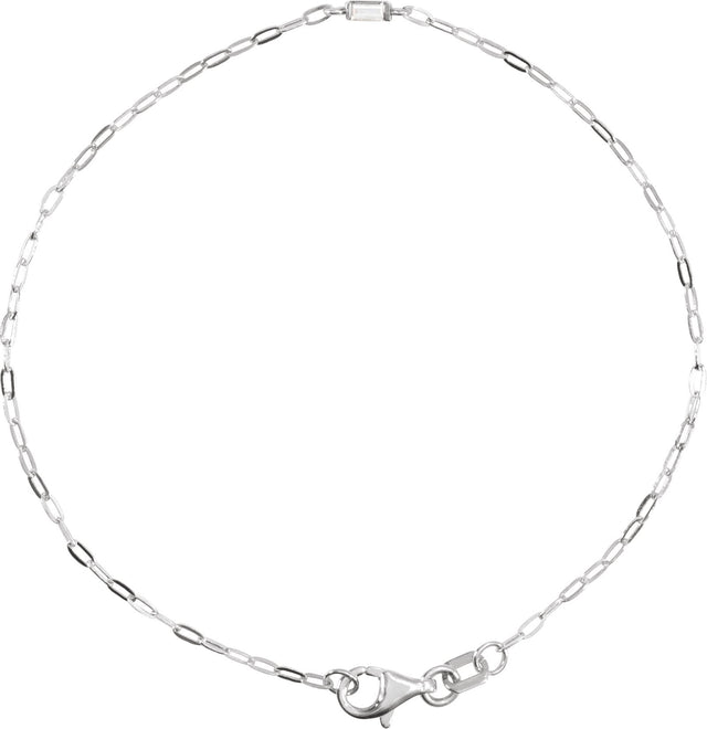 14K Gold Straight Baguette Natural Diamond Link Bracelet - White Gold