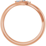 14K Gold Straight Baguette Natural Diamond Accented Bypass Ring - Rose Gold - view 2