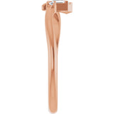 14K Gold Straight Baguette Natural Diamond Accented Bypass Ring - Rose Gold - view 4