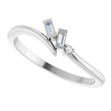 Platinum Straight Baguette Natural Diamond Accented Bypass Ring - view 5