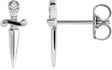 Platinum Round Natural Diamond Accented Dagger Earrings
