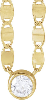 14K Gold Round Natural Diamond Solitaire Necklace – 4mm Stones