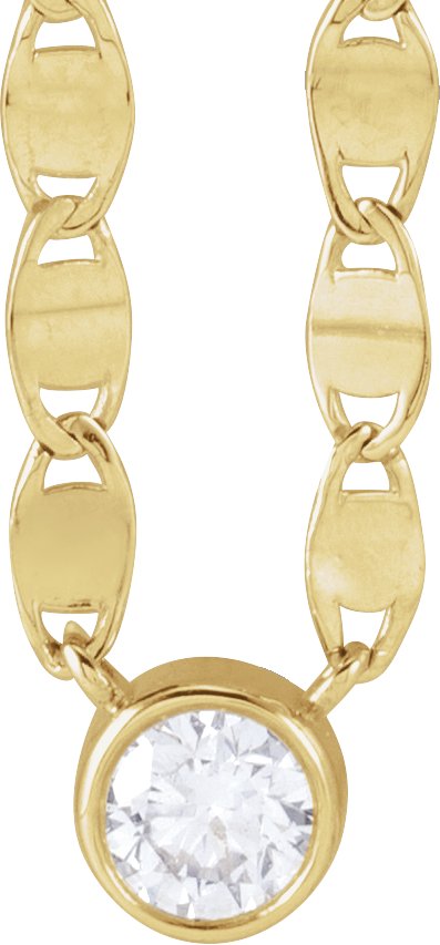 14K Gold Round Natural Diamond Solitaire Necklace – 4mm Stones