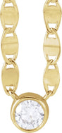 14K Gold Round Natural Diamond Solitaire Necklace – 4mm Stones