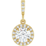14K Gold Round Natural Diamond Halo-Style Pendant – up to 9/10 CTW - Yellow Gold