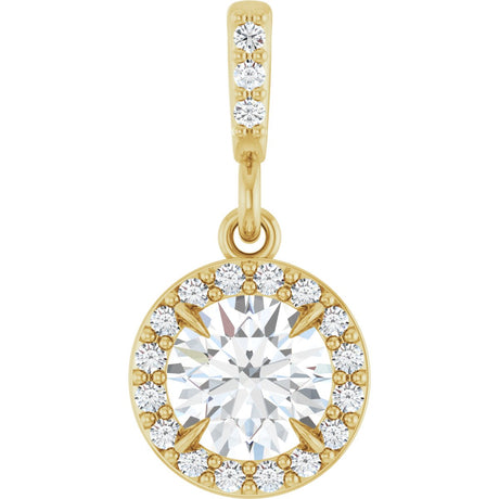 14K Gold Round Natural Diamond Halo-Style Pendant – up to 9/10 CTW - Yellow Gold