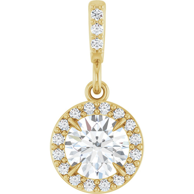 14K Gold Round Natural Diamond Halo-Style Pendant – up to 9/10 CTW - Yellow Gold