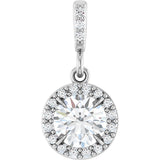 14K Gold Round Natural Diamond Halo-Style Pendant – up to 9/10 CTW - White Gold