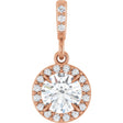 14K Gold Round Natural Diamond Halo-Style Pendant – up to 9/10 CTW - Rose Gold