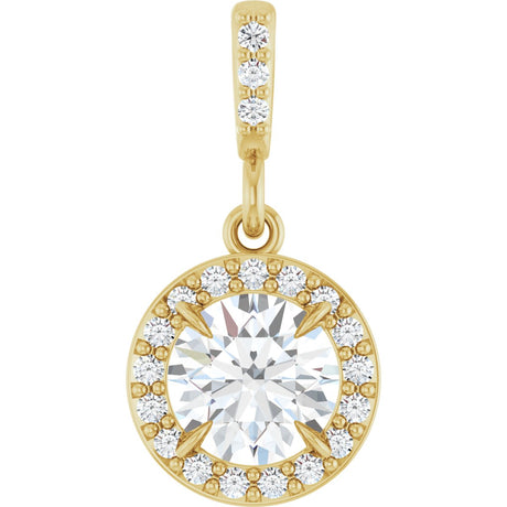 14K Gold Round Lab-Grown Diamond Halo-Style Pendant - Yellow Gold
