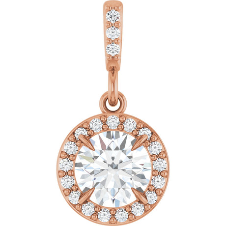 14K Gold Round Lab-Grown Diamond Halo-Style Pendant - Rose Gold