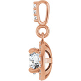 14K Gold Round Lab-Grown Diamond Halo-Style Pendant - Rose Gold - view 3