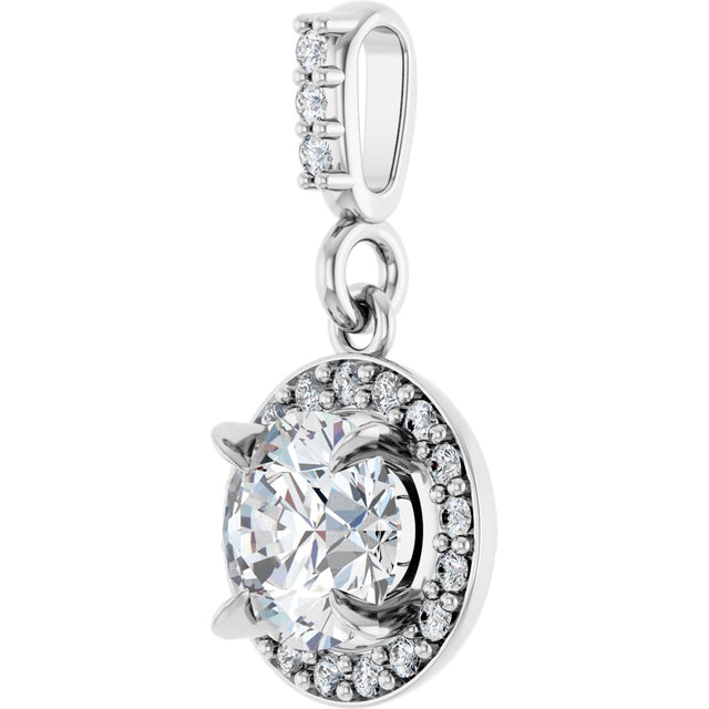 Platinum Round Lab-Grown Diamond Halo-Style Pendant - view 2