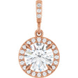 14K Gold Round Lab-Grown Diamond Halo-Style Pendant - Rose Gold