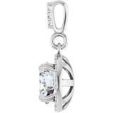 14K Gold Round Lab-Grown Diamond Halo-Style Pendant - White Gold - view 3