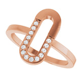 14K Gold Round Natural Diamond Accented Paperclip-Style Ring - Rose Gold - view 5