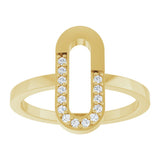 14K Gold Round Natural Diamond Accented Paperclip-Style Ring - Yellow Gold - view 3