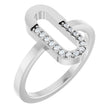 Platinum Round Natural Diamond Accented Paperclip-Style Ring