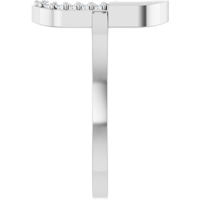 14K Gold Round Natural Diamond Accented Paperclip-Style Ring - White Gold - view 4