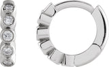 Platinum Round Natural Diamond Hinged Hoop Earrings – 1.5mm Stones