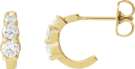 14K Gold Round Natural Diamond Graduated Hoop Earrings - Yellow Gold