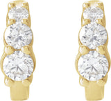 14K Gold Round Natural Diamond Graduated Hoop Earrings - Yellow Gold - view 2