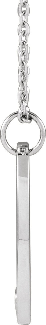 14K Gold Round Natural Diamond Engravable Accented Necklace or Pendant - White Gold - view 4