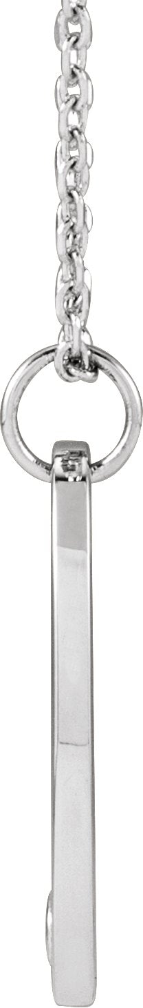 14K Gold Round Natural Diamond Engravable Accented Necklace or Pendant - White Gold - view 4