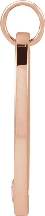 14K Gold Round Natural Diamond Engravable Accented Necklace or Pendant - Rose Gold - view 2