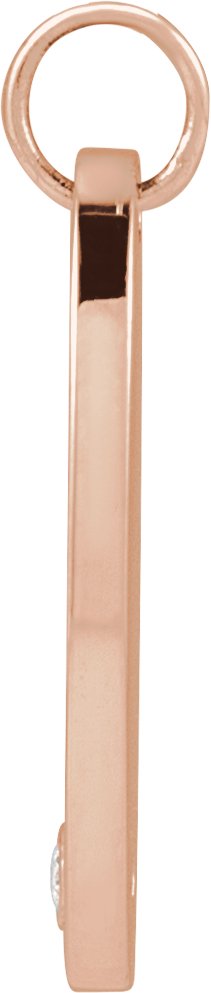 14K Gold Round Natural Diamond Engravable Accented Necklace or Pendant - Rose Gold - view 2