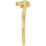 14K Gold Round Natural Diamond Accented Floral Ring II - Yellow Gold - view 4
