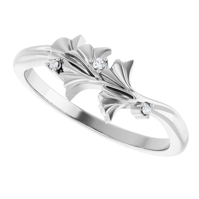 14K Gold Round Natural Diamond Accented Floral Ring II - White Gold - view 5