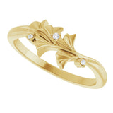 14K Gold Round Natural Diamond Accented Floral Ring II - Yellow Gold - view 5
