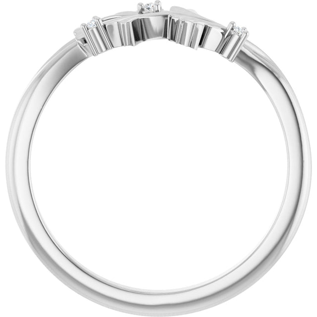 14K Gold Round Natural Diamond Accented Floral Ring II - White Gold - view 2